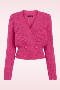 King Louie - Fiora Hollow cardigan in neon roze 2