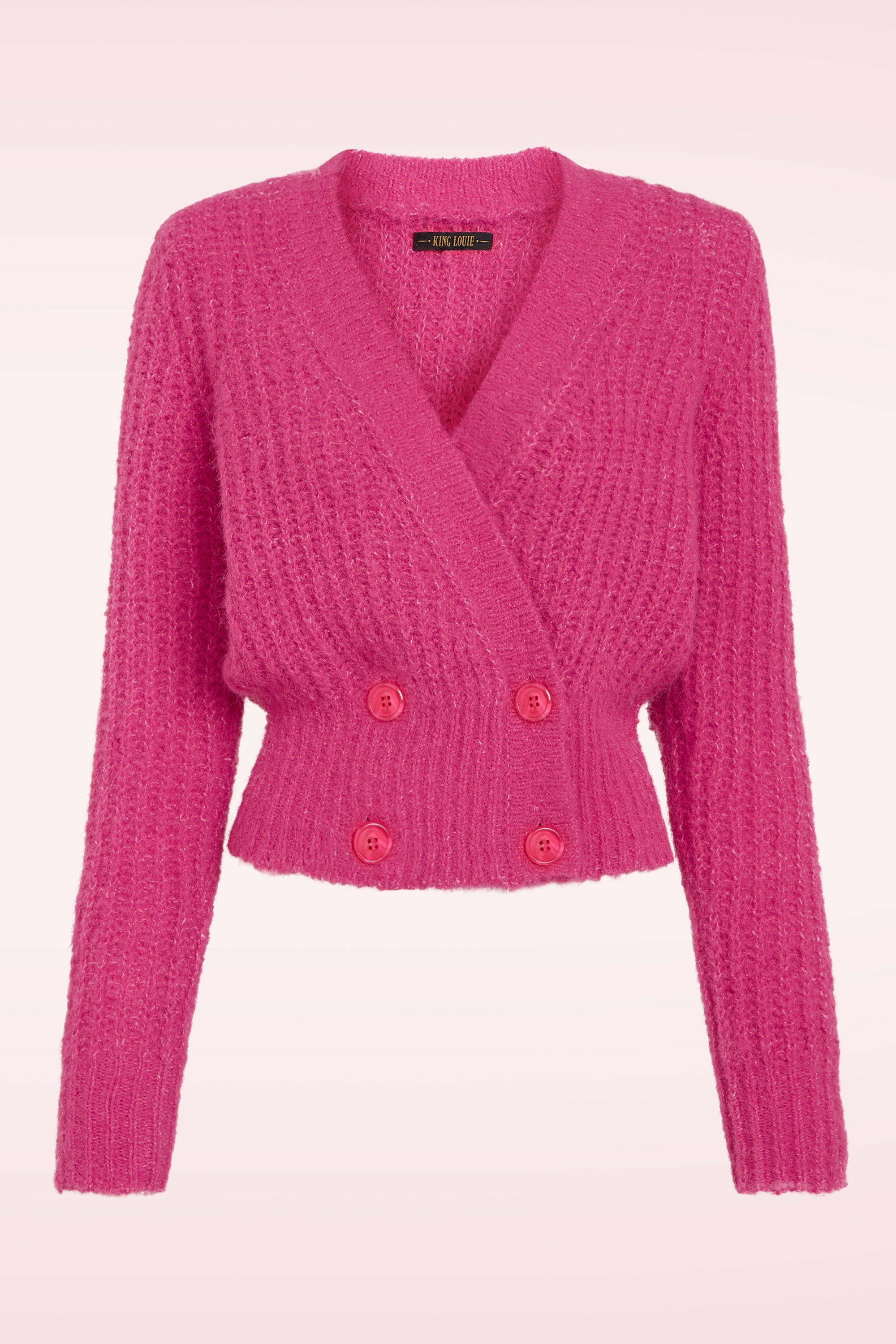 King Louie - Fiora Hollow cardigan in neon roze 2