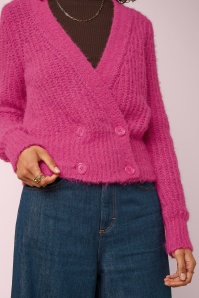King Louie - Fiora Hollow cardigan in neon roze 3