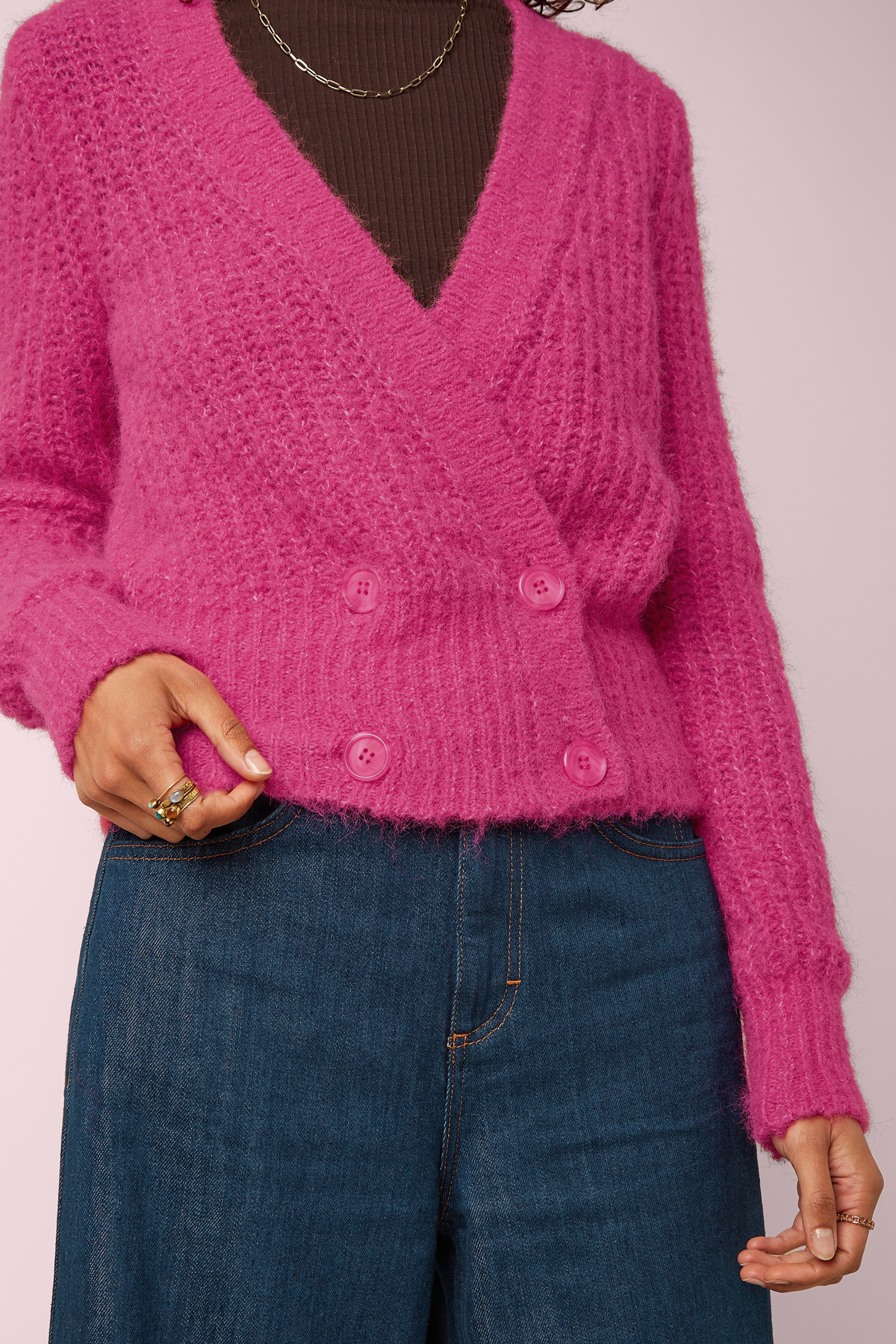 King Louie - Fiora Hollow cardigan in neon roze 3