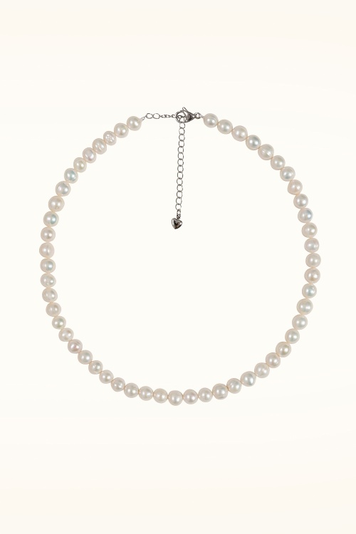 Dolly Dawn - Exclusivité Topvintage ~ Collier de perles d'eau douce Camille en blanc 2