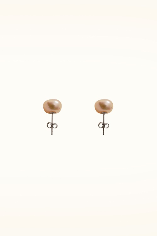 Dolly Dawn - Exclusivité Topvintage ~ Boucles d'oreilles à perle d'eau douce Camille en rose poudré 2