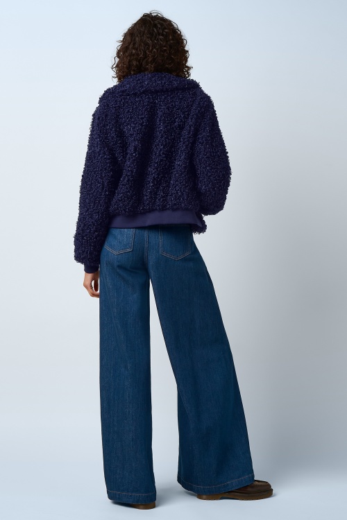 King Louie - Isa Basil faux fur jasje in avondblauw 5