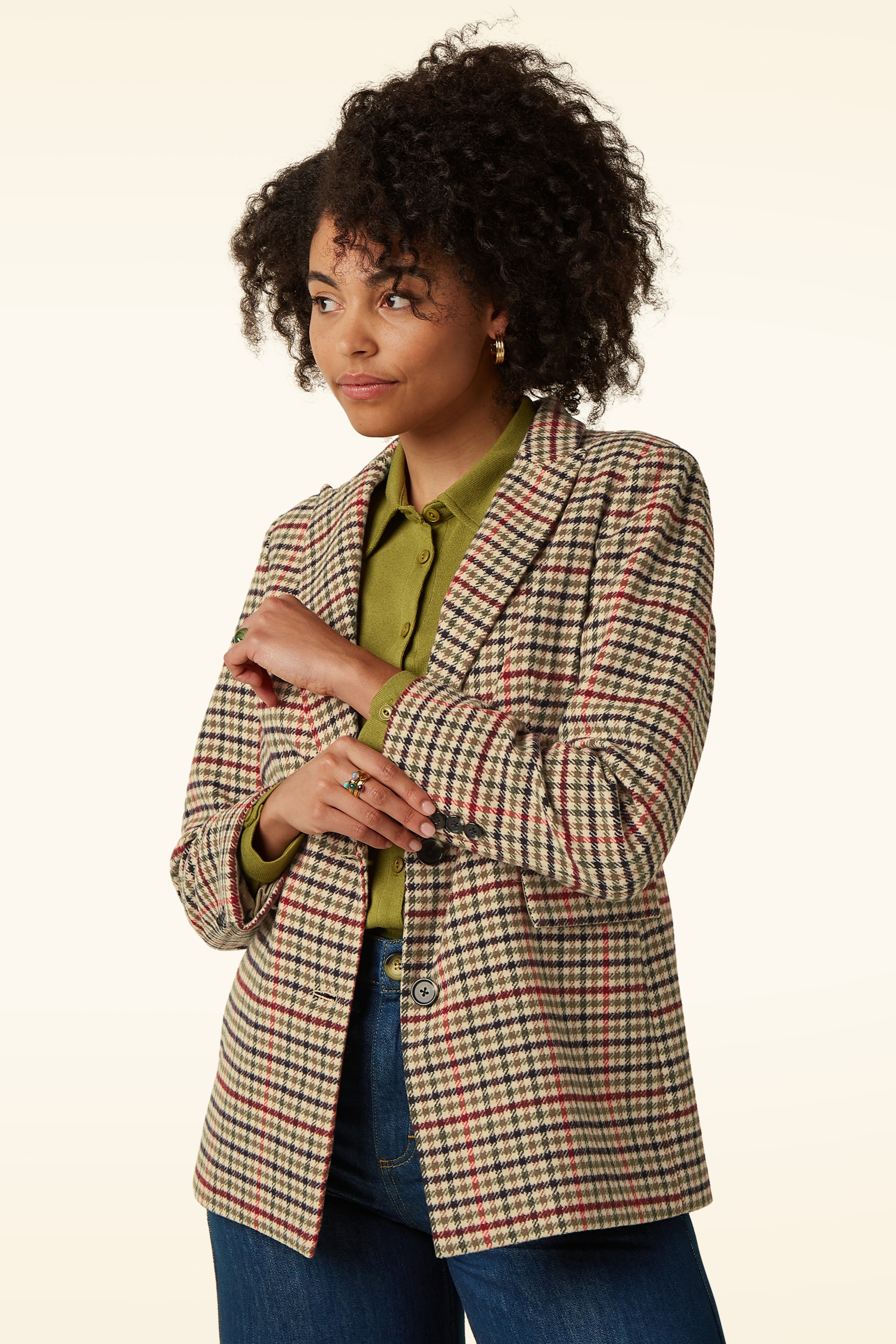 King Louie - Tula Basso Check blazer in marsepein 3