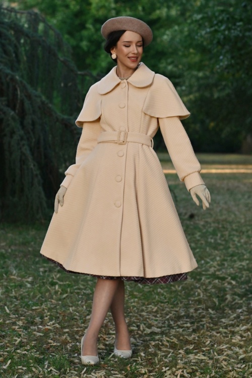 Hearts & Roses - Cosette Swing Coat in Beige