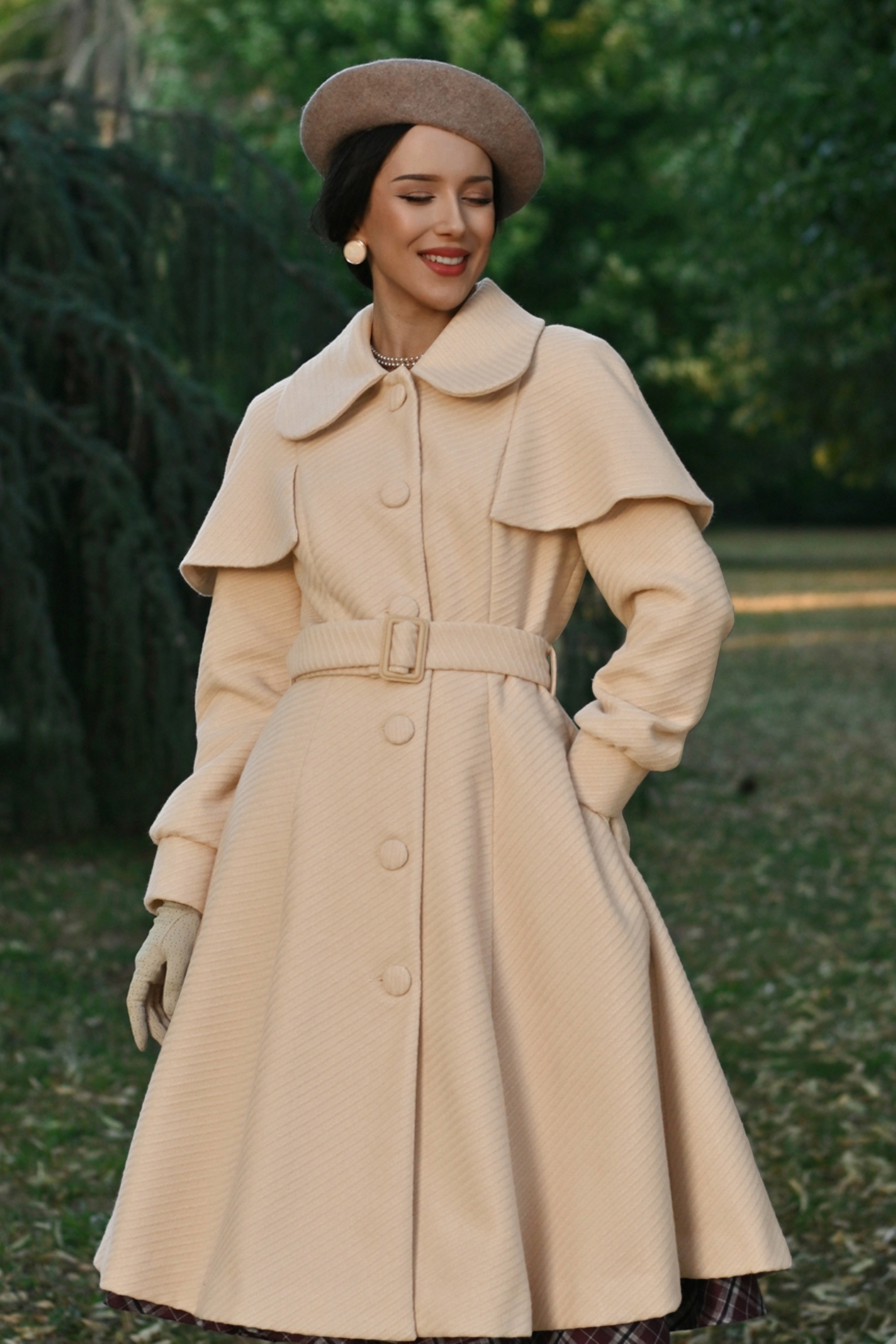 Hearts & Roses - Cosette Swing Coat in Beige 3