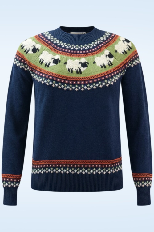Pretty Vacant - Sheep Fairisle Knitted Jumper in Naval Academy Navy