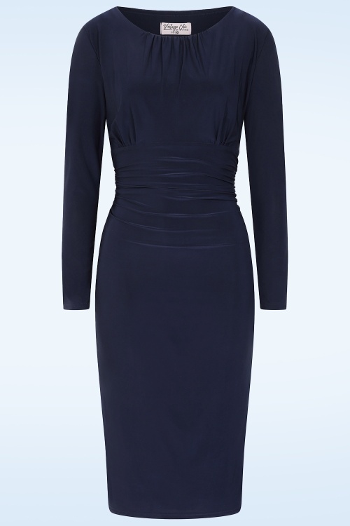 Vintage Chic for Topvintage - Topvintage exclusive ~ Zena Pencil Dress in Navy