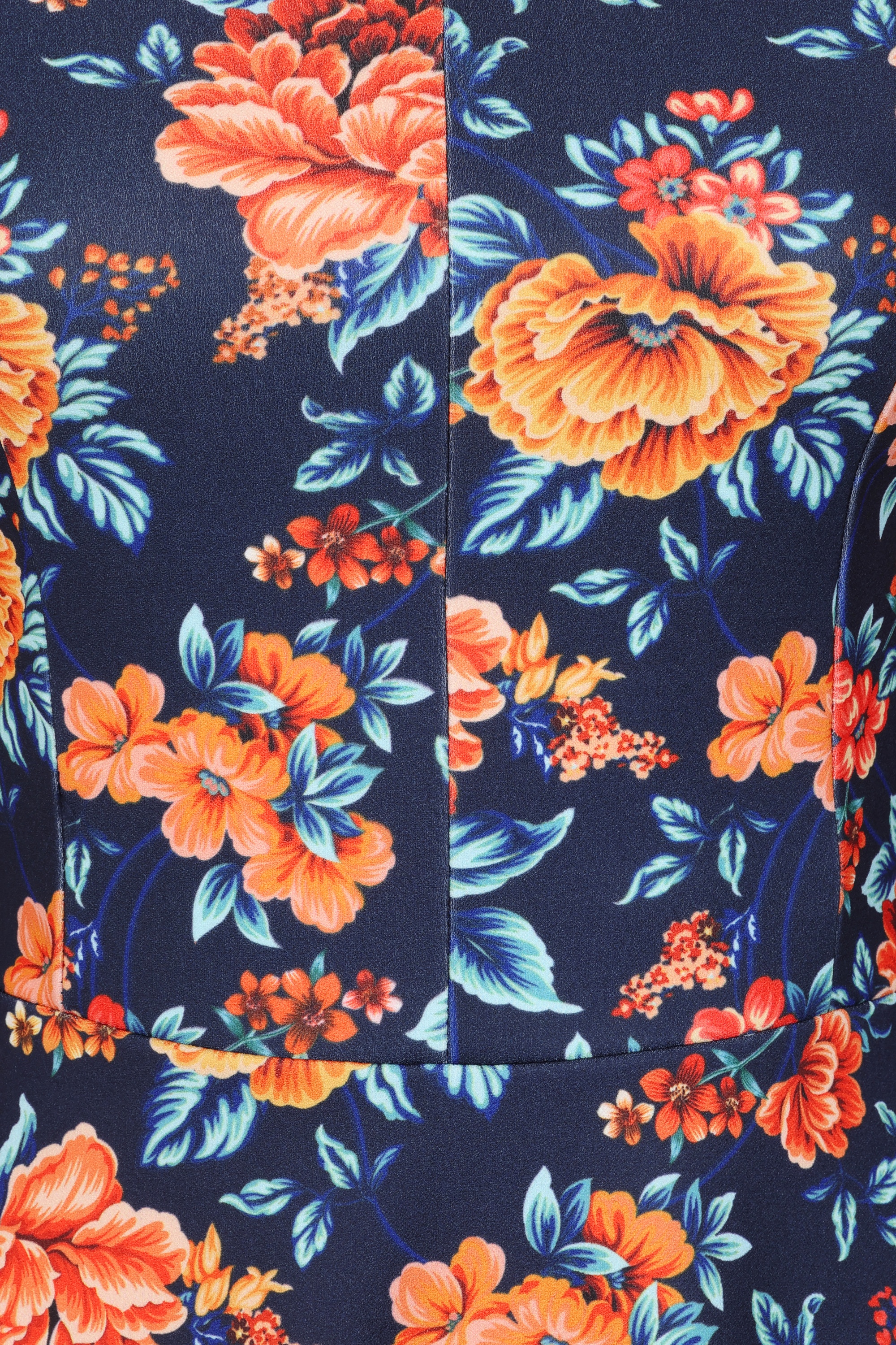 Vintage Chic for Topvintage - Topvintage exclusive ~ Ellen Floral Swing Dress in Navy and Orange 3