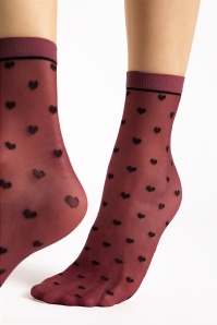 Fiorella - Elia Heart Socks in Burgundy
