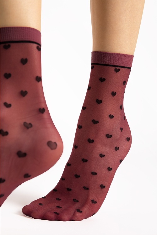 Fiorella - Elia Heart Socks in Burgundy