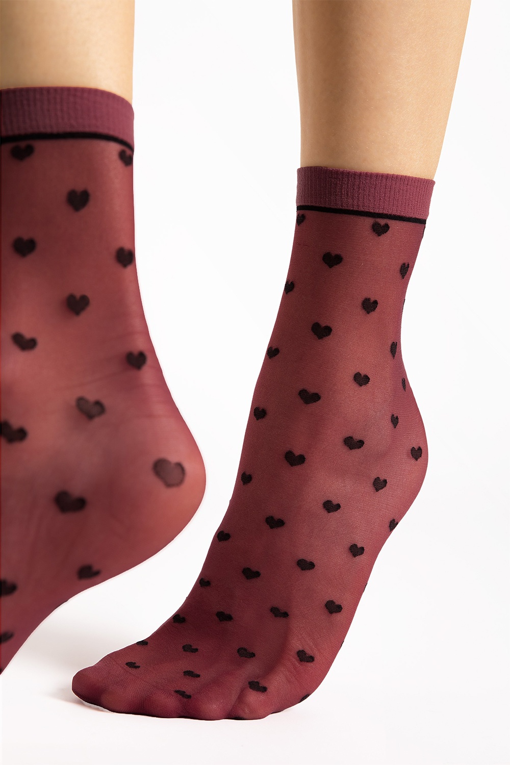 Fiorella - Elia Heart Socks in Burgundy