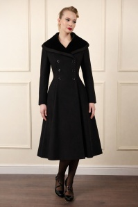 Banned Retro - Manteau swing Clotilde en noir