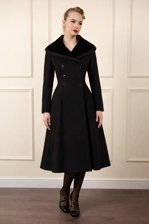 Banned Retro - Manteau swing Clotilde en noir
