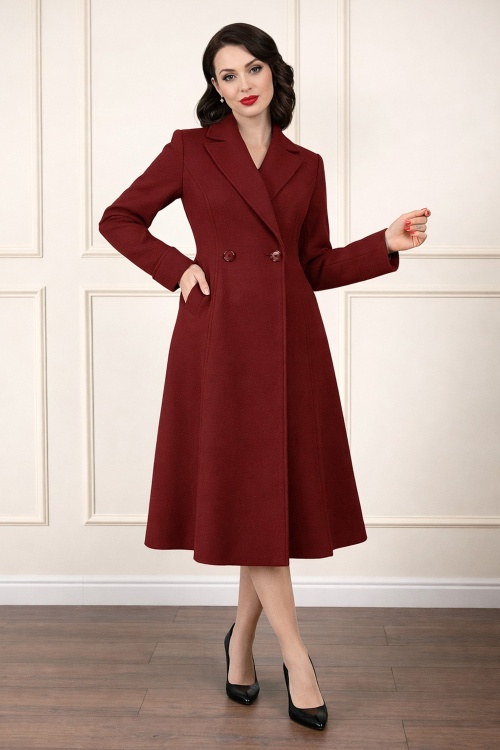 Banned Retro - Abigail Coat in Burgundy