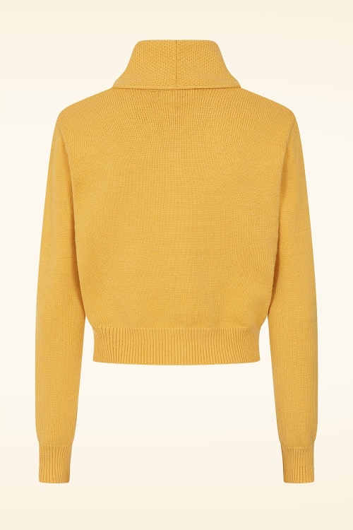 Banned Retro - Gilet en maille Violet en jaune moutarde 2