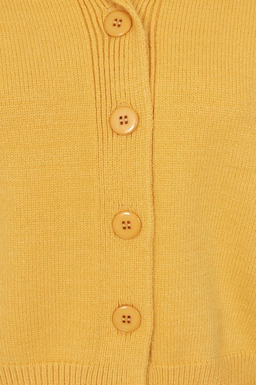 Banned Retro - Gilet en maille Violet en jaune moutarde 3