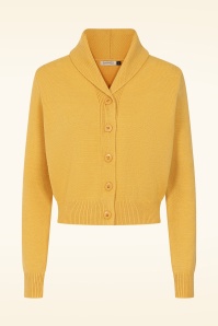 Banned Retro - Gilet en maille Violet en jaune moutarde