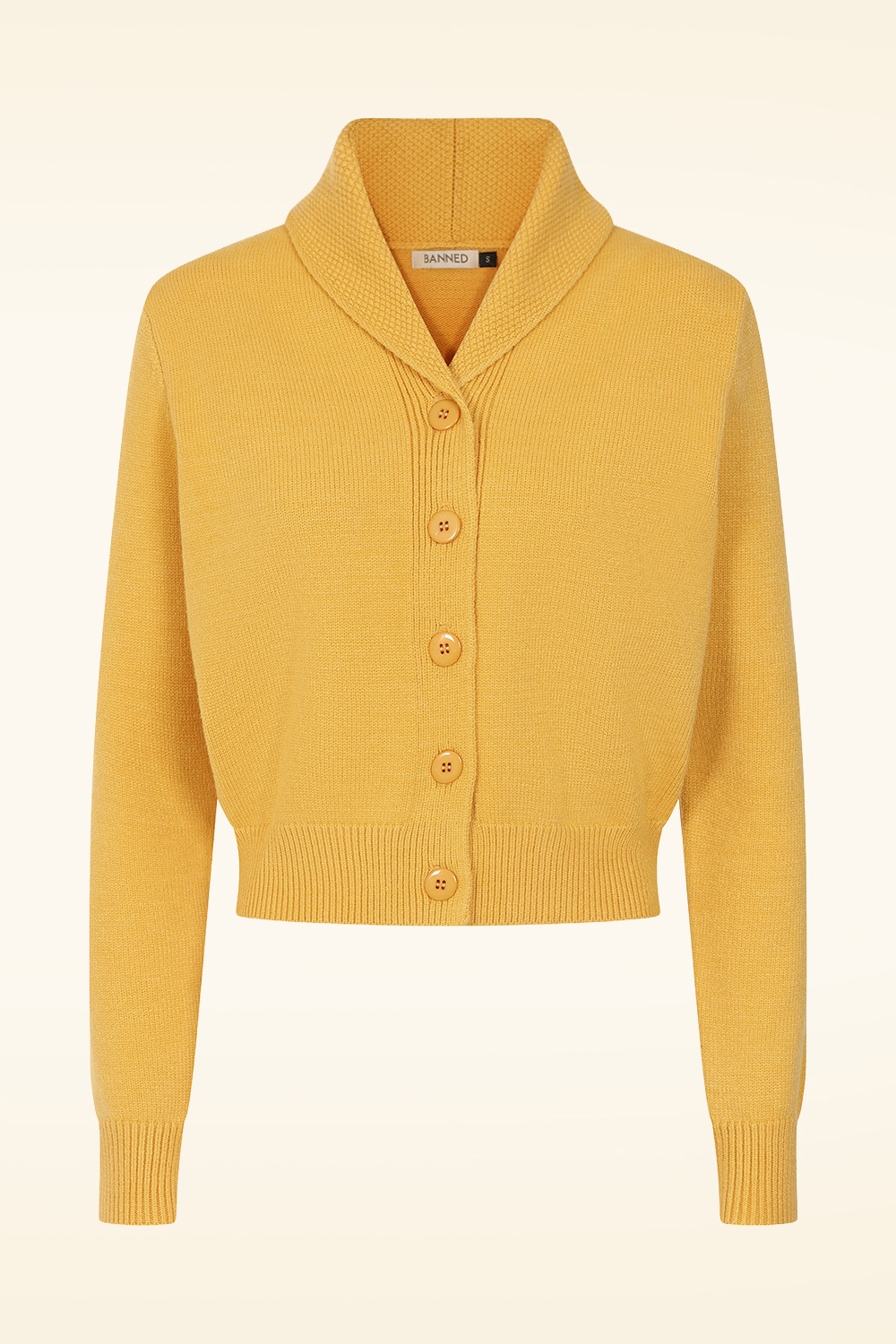 Banned Retro - Gilet en maille Violet en jaune moutarde