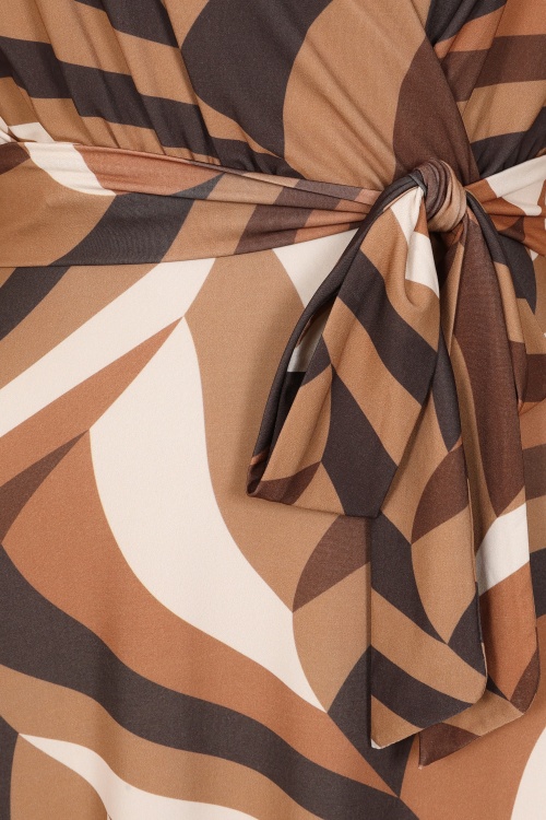 Vintage Chic for Topvintage - Topvintage exclusive ~ Taylor Cross Over Abstract Swing Dress in Brown 3