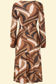 Vintage Chic for Topvintage - Topvintage exclusive ~ Taylor Cross Over Abstract Swing Dress in Brown 2
