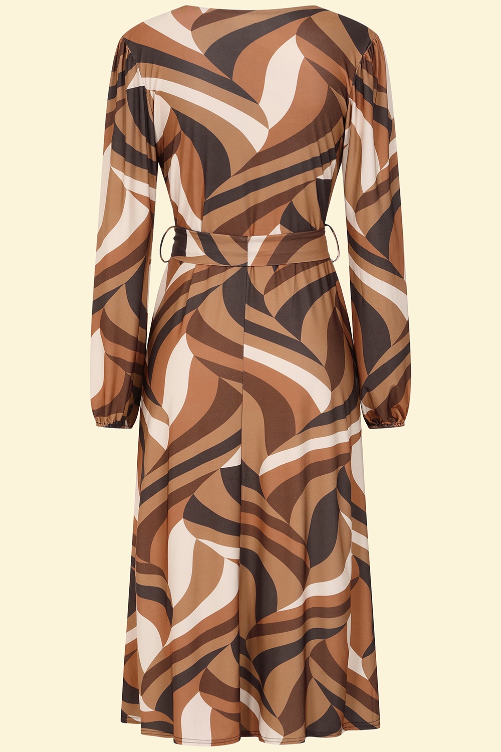 Vintage Chic for Topvintage - Topvintage exclusive ~ Taylor Cross Over Abstract Swing Dress in Brown 2