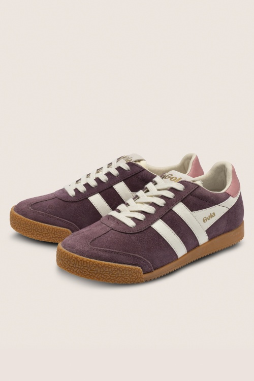 Gola - Baskets Elan en daim bordeaux et blanc cassé 4