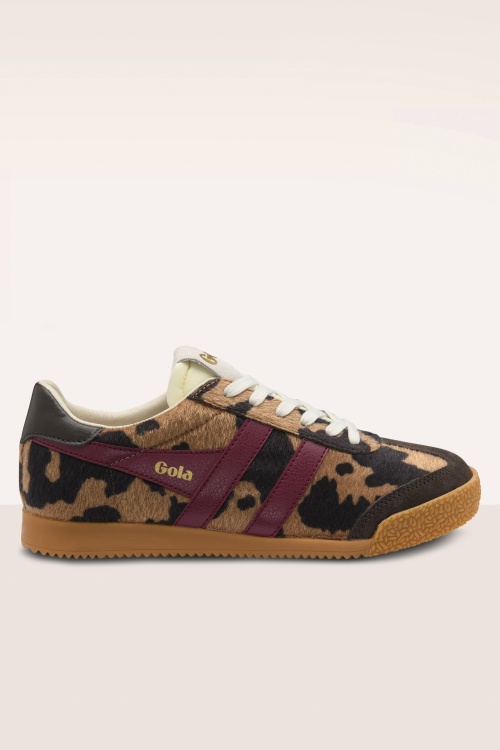 Gola - Baskets Elan en daim motif vache brun clair et moka