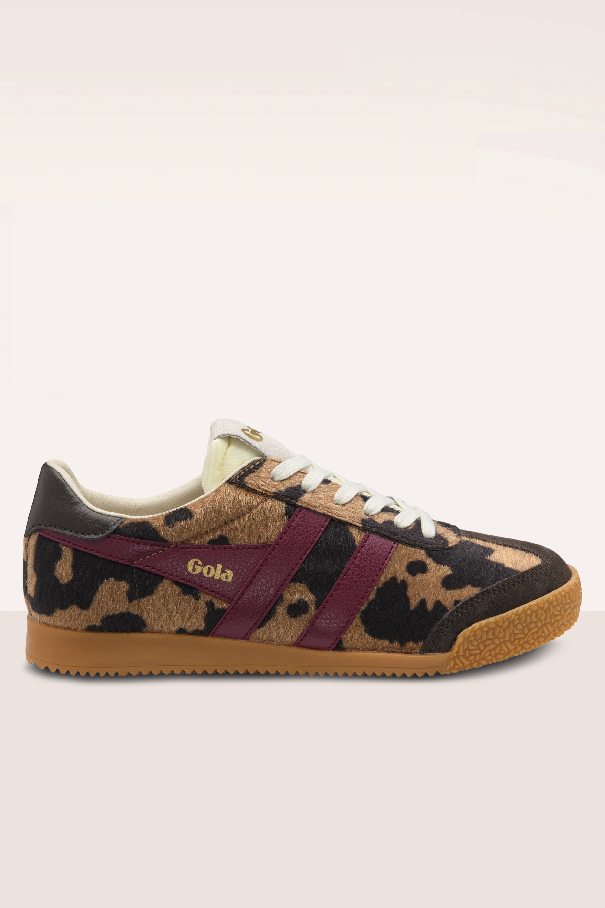 Gola - Baskets Elan en daim motif vache brun clair et moka