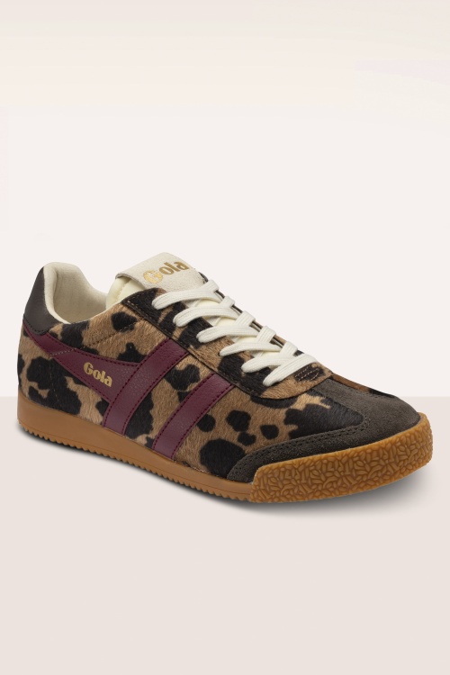 Gola - Baskets Elan en daim motif vache brun clair et moka 2