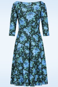 Vintage Chic for Topvintage - Topvintage exclusive ~ Tess Floral Swing Dress in Blue and Green 2