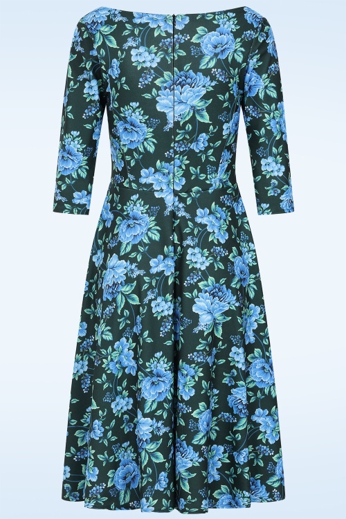 Vintage Chic for Topvintage - Topvintage exclusive ~ Tess Floral Swing Dress in Blue and Green 2
