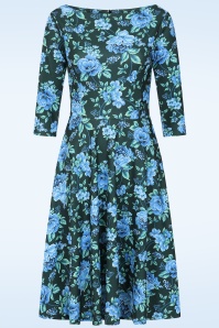 Vintage Chic for Topvintage - Topvintage exclusive ~ Tess Floral Swing Dress in Blue and Green