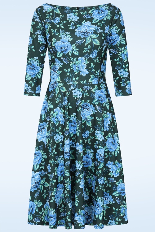 Vintage Chic for Topvintage - Topvintage exclusive ~ Tess Floral Swing Dress in Blue and Green