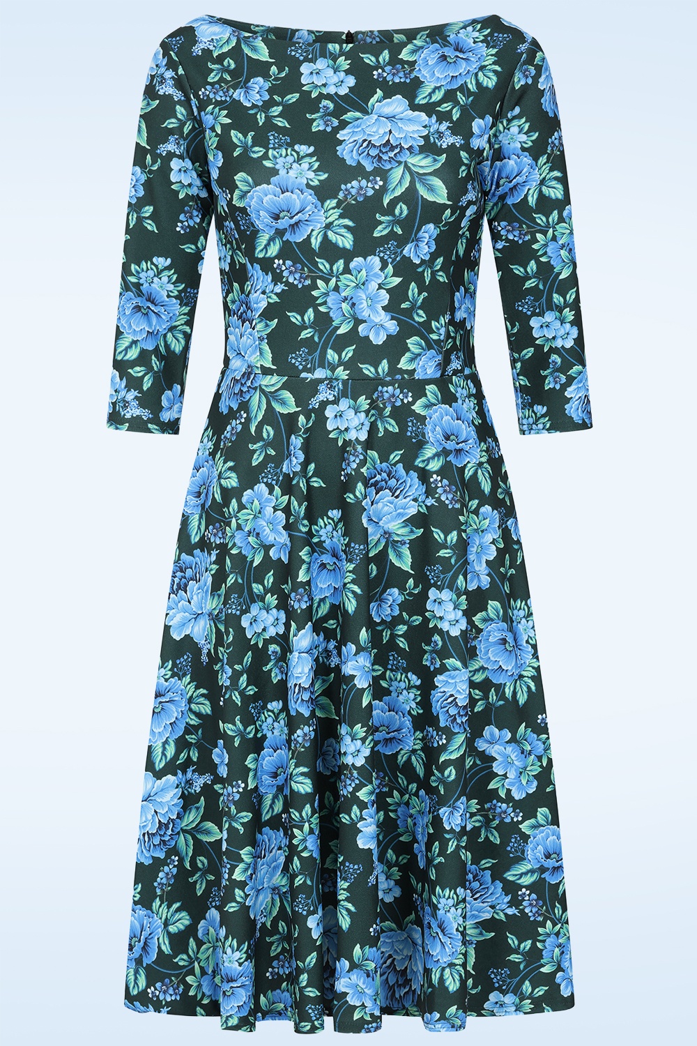 Vintage Chic for Topvintage - Topvintage exclusive ~ Tess Floral Swing Dress in Blue and Green