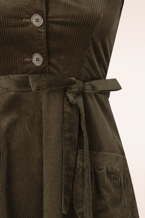 Very Cherry - Midi Revers Corduroy Dress in Bronze 3
