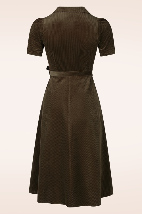 Very Cherry - Midi Revers Corduroy Dress in Bronze 2