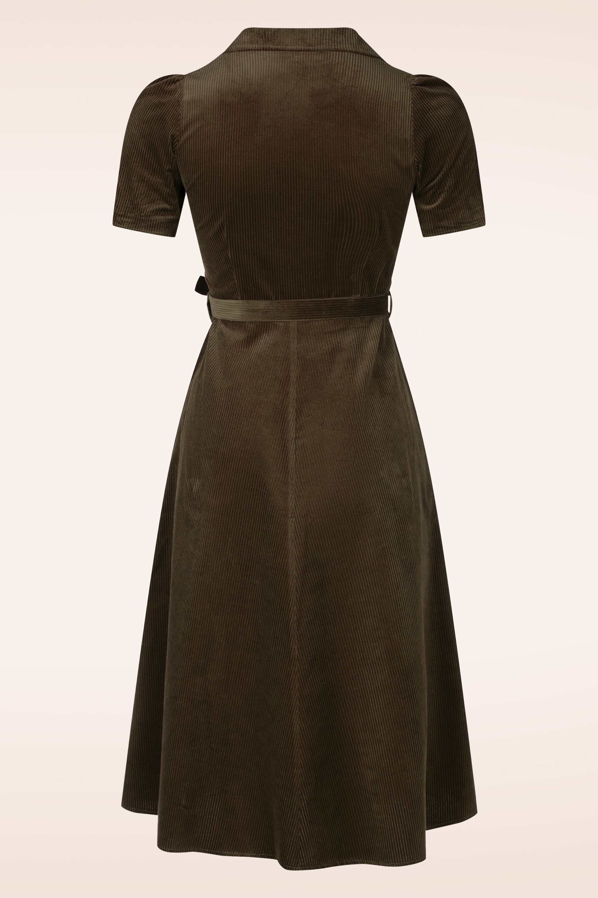 Very Cherry - Midi Revers Corduroy Dress in Bronze 2
