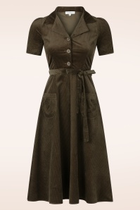Very Cherry - Midi Revers Corduroy Dress in Bronze