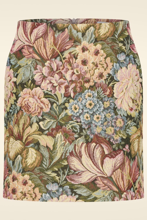 Very Cherry - Babele Botanical Brocade Mini Skirt in Multi