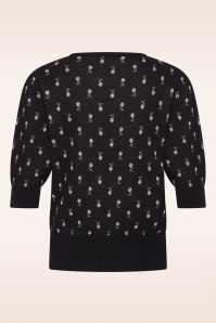 Very Cherry - Celeste Jacquard Flower Pullover in Black 3
