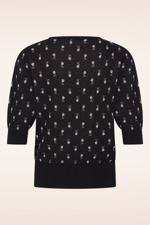 Very Cherry - Celeste Jacquard Flower Pullover in Black 3