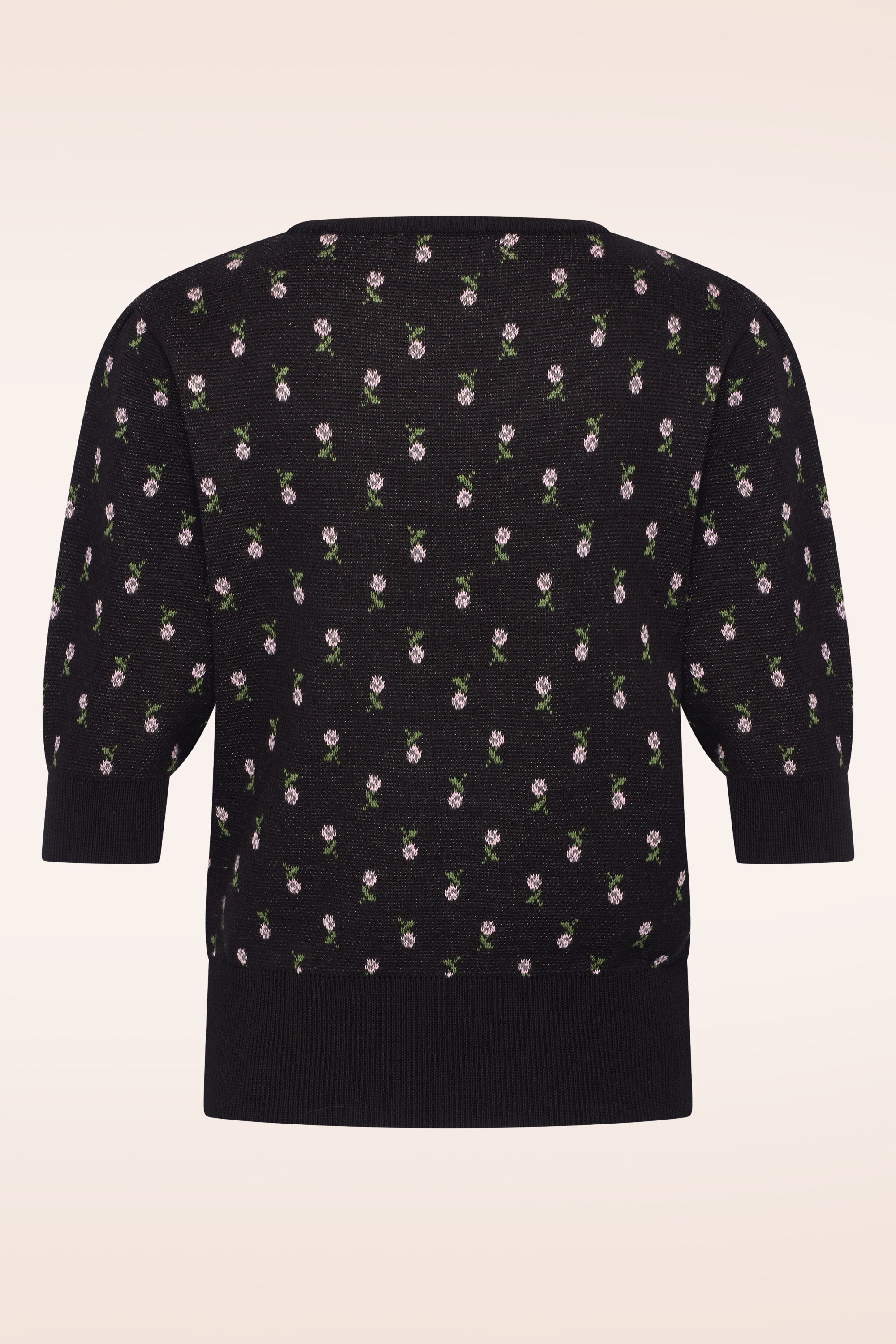 Very Cherry - Celeste Jacquard Flower Pullover in Black 3
