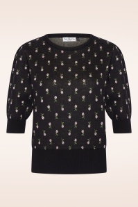 Very Cherry - Celeste Jacquard Flower Pullover in Black
