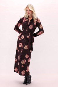 K-Design - Robe longue Floral Dreams en bordeaux 2