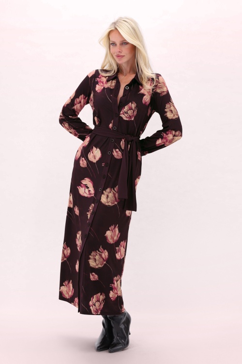 K-Design - Floral Dreams Maxi Dress in Burgundy 2