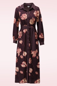 K-Design - Robe longue Floral Dreams en bordeaux