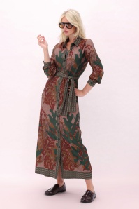 K-Design - Robe longue Vivian en vert et rouille