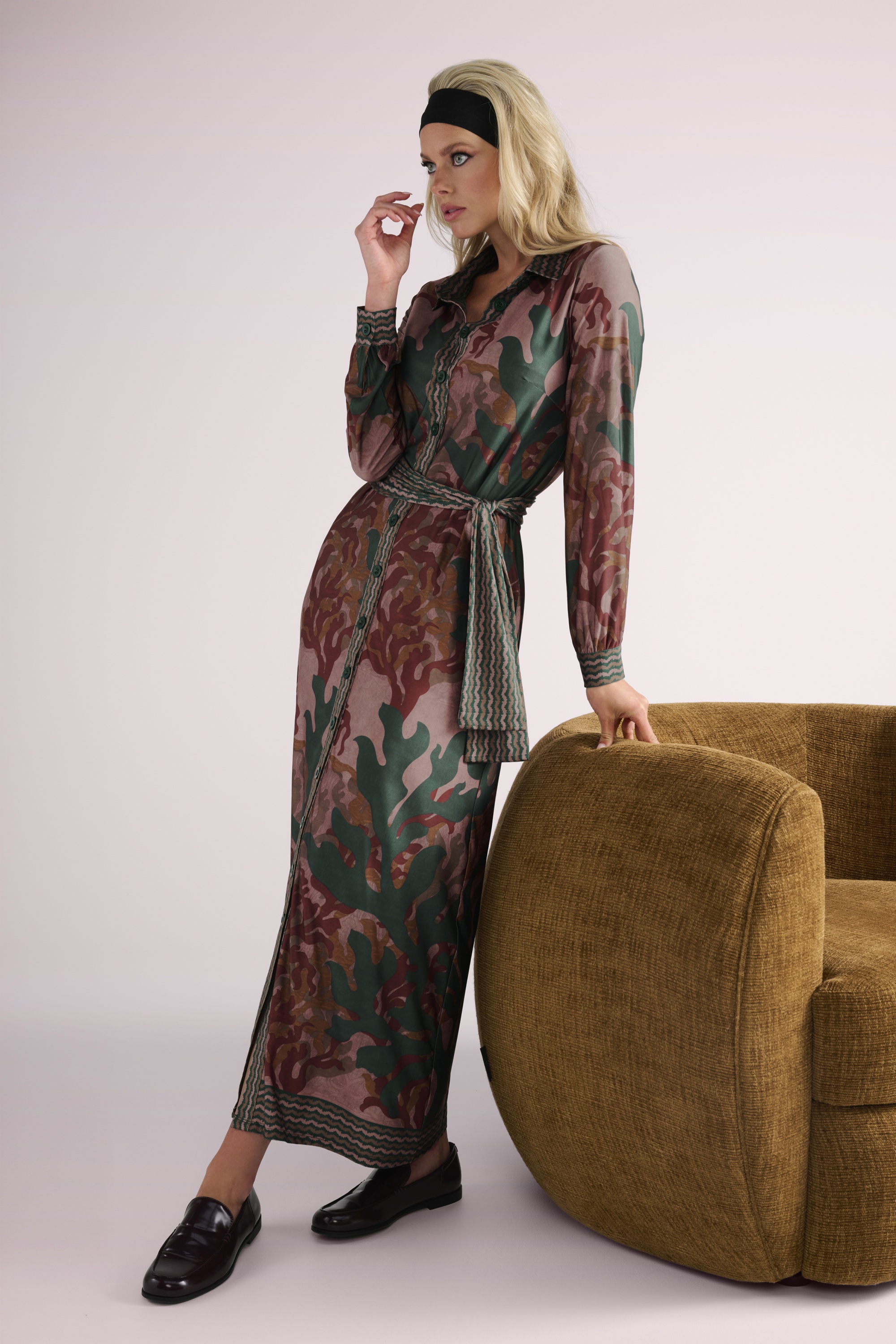 K-Design - Robe longue Vivian en vert et rouille 3