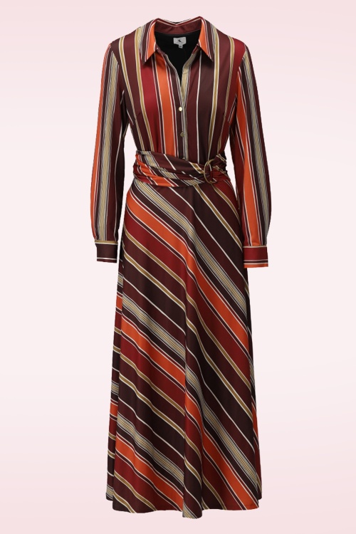 K-Design - Serena Stripes Maxi Dress in Burgundy